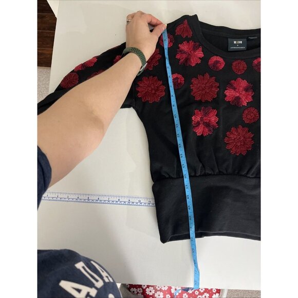 Anthropologie Maeve Embroidered Floral Cotton Sweatshirt Womens Sizes S - Picture 8 of 9